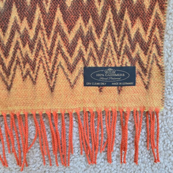 Cashmere Scarf Orange Flames Fire - Picture 3 of 8